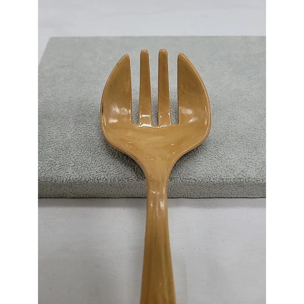 Vintage Baker lite ? Beige Marbleized Spork Imperial USA 8.5: Salad